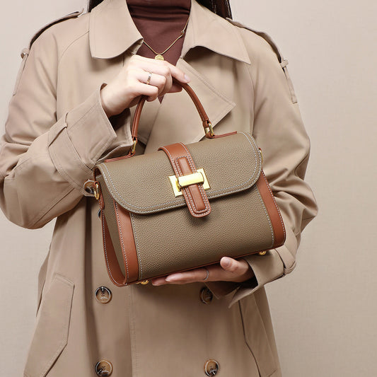 Bolso Elegante de Mano y Bandolera Hecho de Cuero Genuino